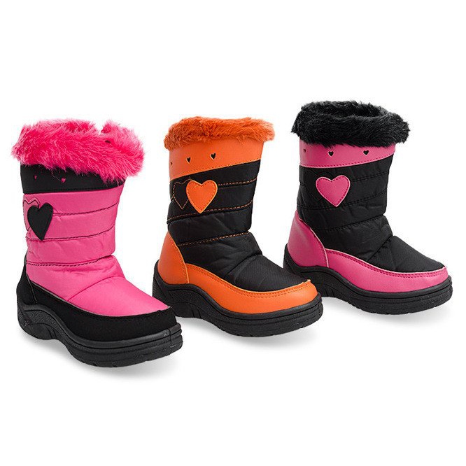 Bottes de neige chaudes pour enfants DF86 Noir rose 1