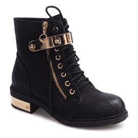 Bottines à lacets avec boucle F03 Noir le noir 1
