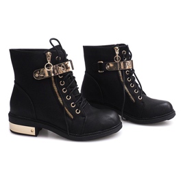 Bottines à lacets avec boucle F03 Noir le noir 5