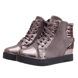 Baskets En Daim Laqué Gris TL-57 1