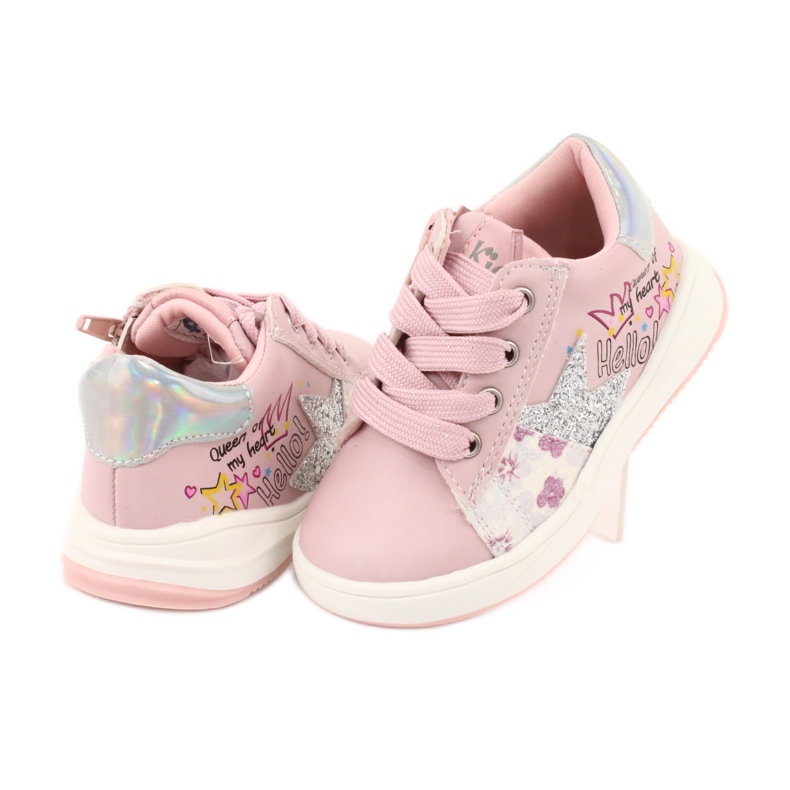 Chaussures de sport American Club GC15 star pour filles rose gris 4