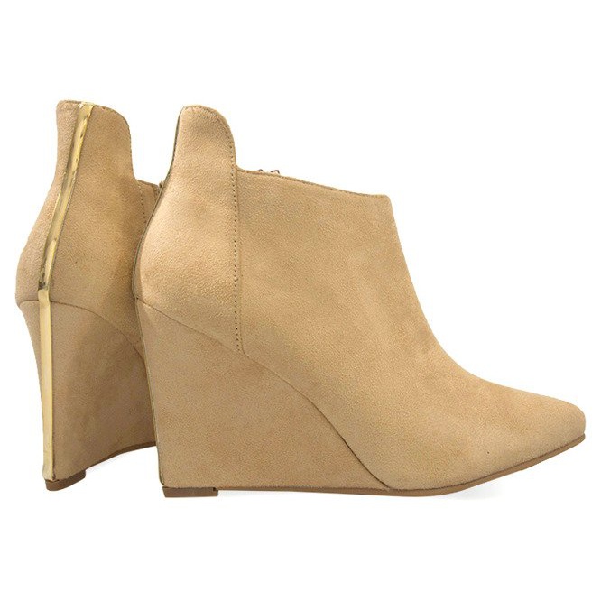 Escarpins compensés en daim TL01-1 Beige 1