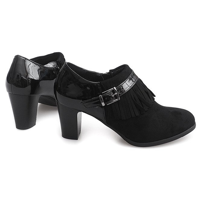 Bottines À Talons Boho Fringe 6660 Noir 1