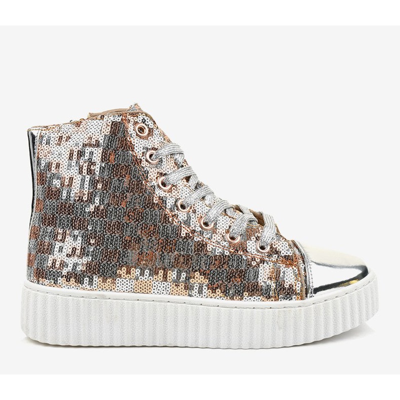 Baskets argentées sur plateforme avec fermetures éclair 1761 gris 2