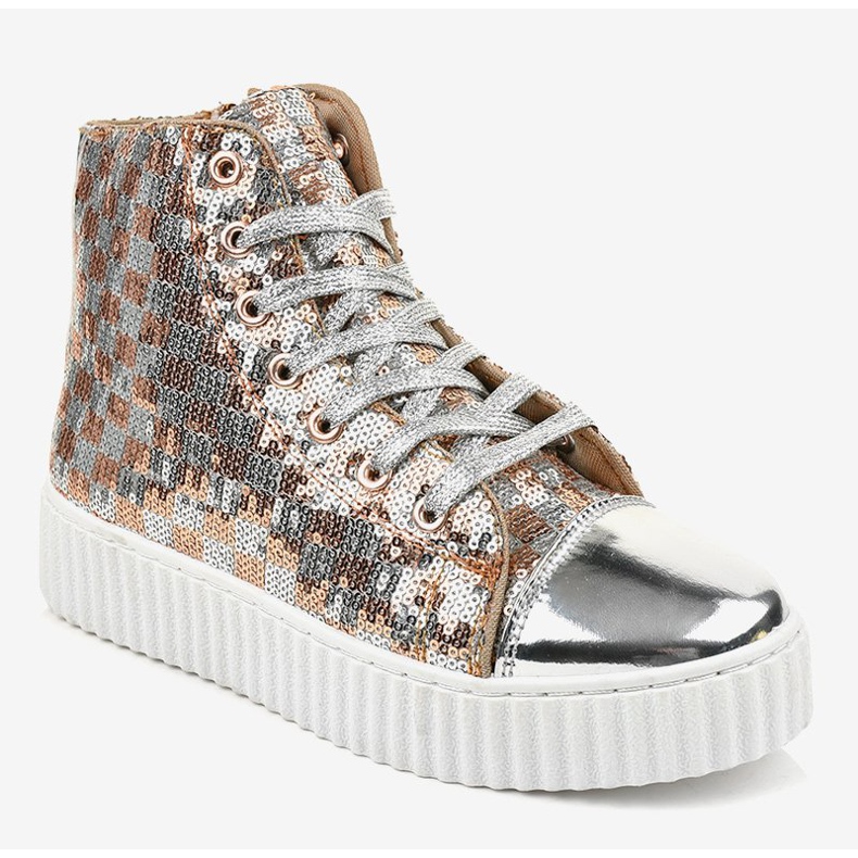 Baskets argentées sur plateforme avec fermetures éclair 1761 gris 1