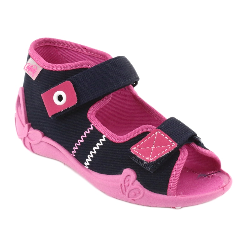 Chaussons fille navets Befado 242p056 bleu marine rose 1