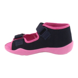 Chaussons fille navets Befado 242p056 bleu marine rose 2