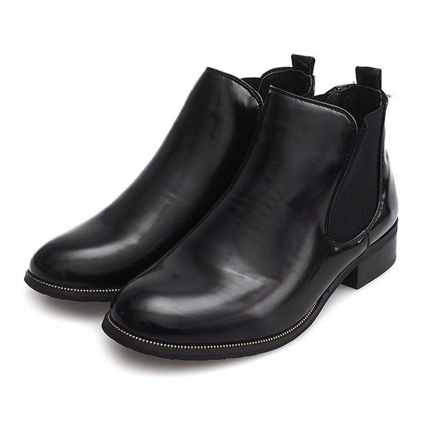 Bottines Laquées Avec élastique QQ48A Noir 1