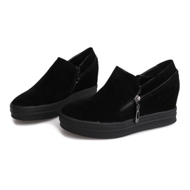 Baskets En Daim Sur Compensée 9168 Noir le noir 1