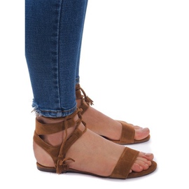 Sandales Boho 8-38 en daim camel brun 1