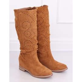 Bottines compensées ajourées Camel NC1015 Camel brun 3