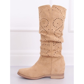Boots compensées ajourées beiges NC1015 Beige 1 Boots compensées ajourées beiges NC1015 Beige 1
