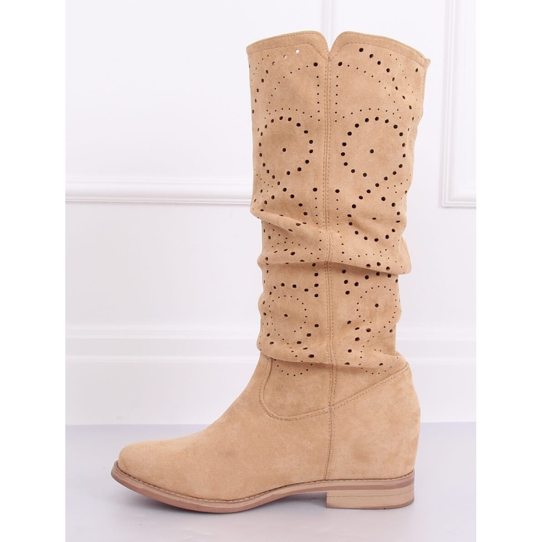 Boots compensées ajourées beiges NC1015 Beige 1 Boots compensées ajourées beiges NC1015 Beige 1