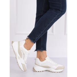 LA87P Chaussures de sport beiges blanches et beiges brun 1