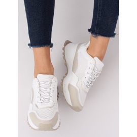 LA87P Chaussures de sport beiges blanches et beiges brun 2