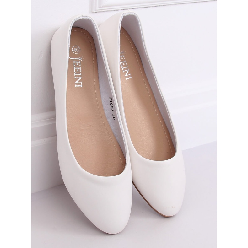 Ballerines blanches unies lisses Z1007 Blanc 1