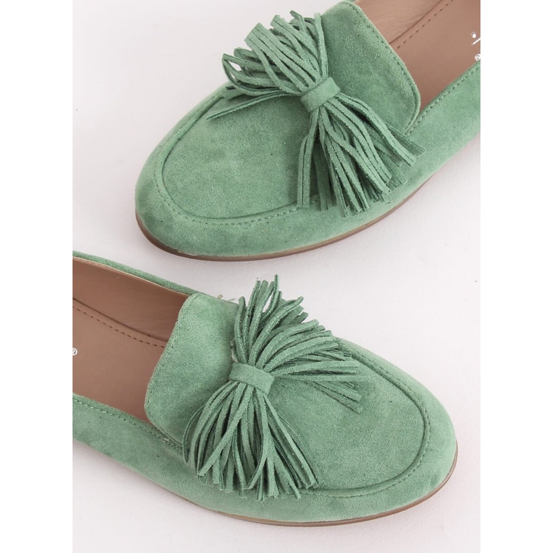 Mocassins femme verts à franges T357P Vert 1