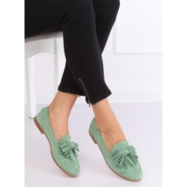 Mocassins femme verts à franges T357P Vert 2