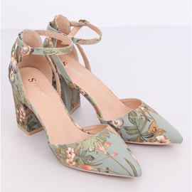 Escarpins sur le poteau avec fleurs LE076P Vert multicolore 2
