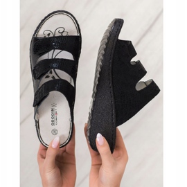 Goodin Pantoufles en cuir noir 2