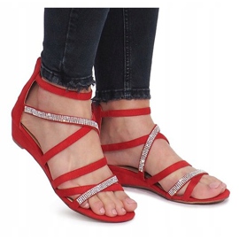 Sandales rouges sur un délicat talon compensé Gossamer 1