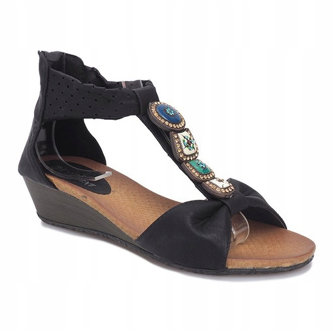 Sandales compensées noires Perlina 1