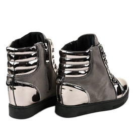 Baskets En Daim Laqué Gris TL-57 5