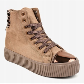 Baskets beiges sur la plateforme femme TL-53 1