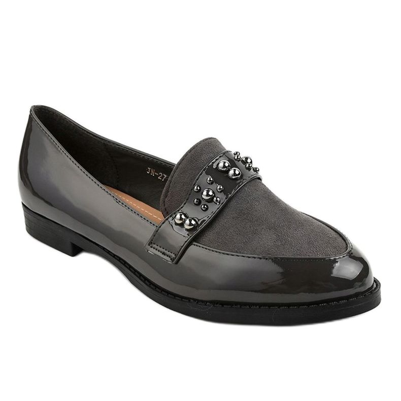 BM Chaussures à enfiler grises avec clous JN-27 1 BM Chaussures à enfiler grises avec clous JN-27 1