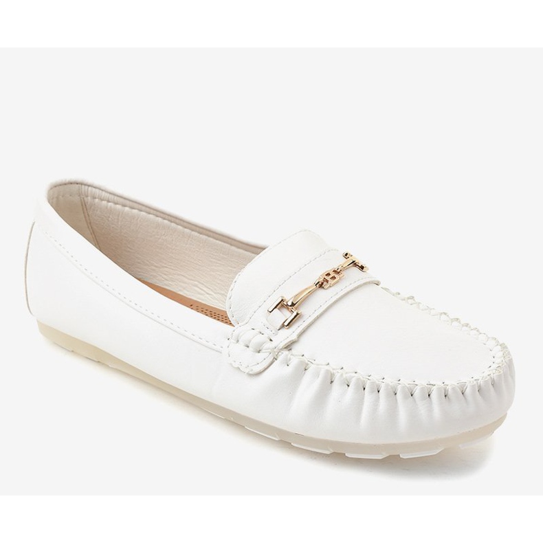 Mocassins ballerines en similicuir blanc FM3102A blanche 1