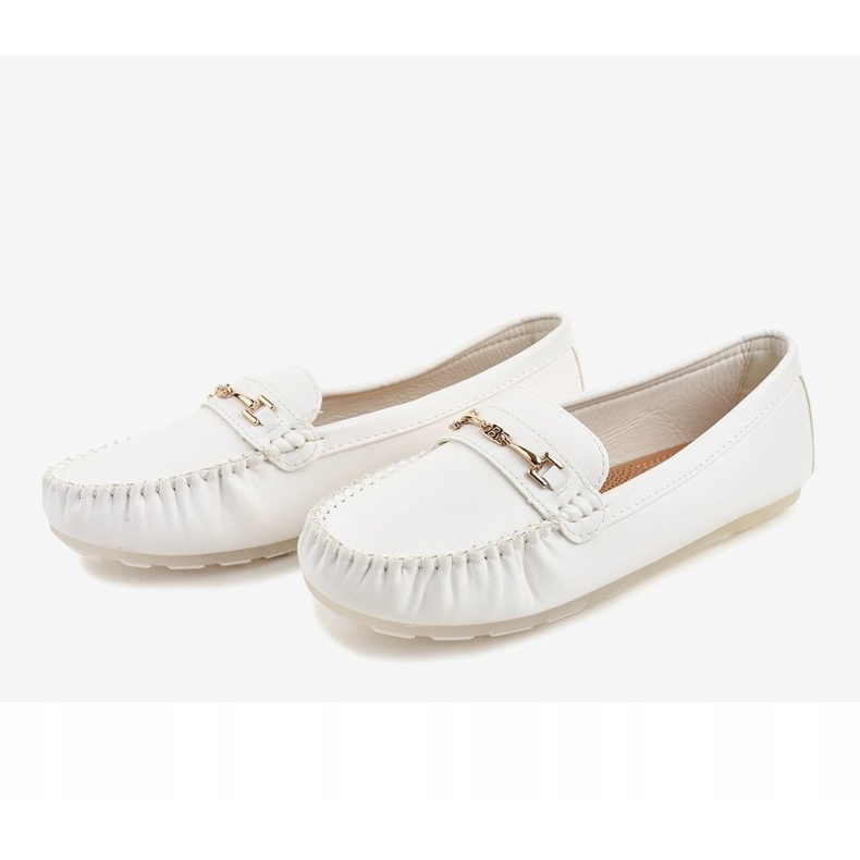 Mocassins ballerines en similicuir blanc FM3102A blanche 2