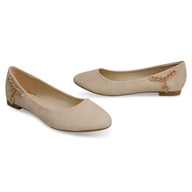 Ballerines avec chaîne en or et coeur Y20-90B Beige le noir 3