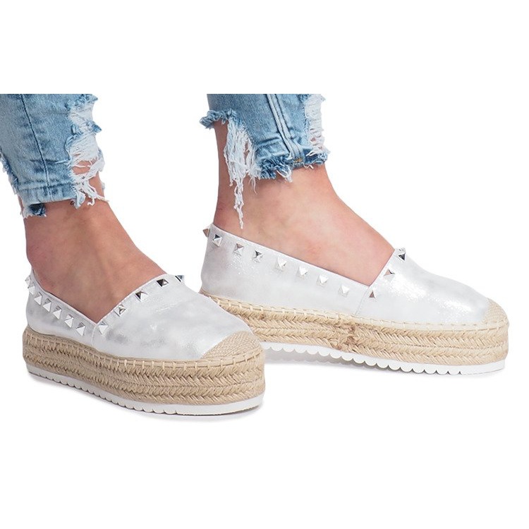 Espadrilles argentées sur le compensé Glam gris 2