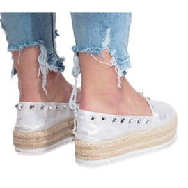 Espadrilles argentées sur le compensé Glam gris 4