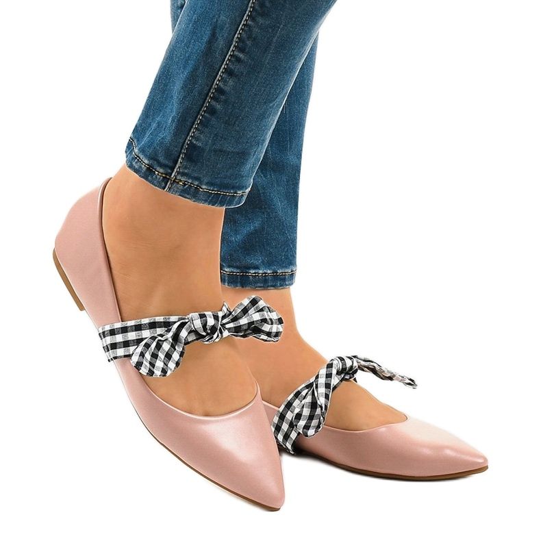 Ballerines roses à lacets avec nœuds NK07P 1 Ballerines roses à lacets avec nœuds NK07P 1