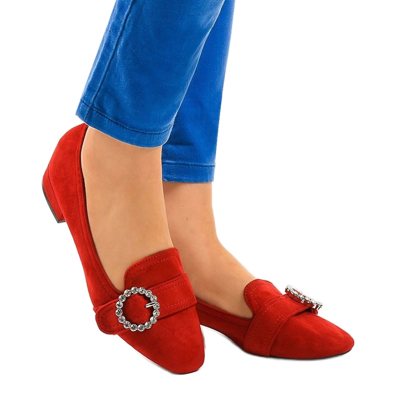 Escarpins en daim rouge L419 1