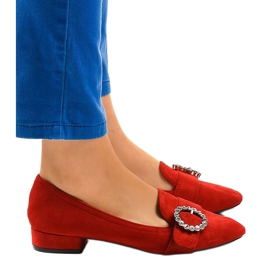Escarpins en daim rouge L419 2
