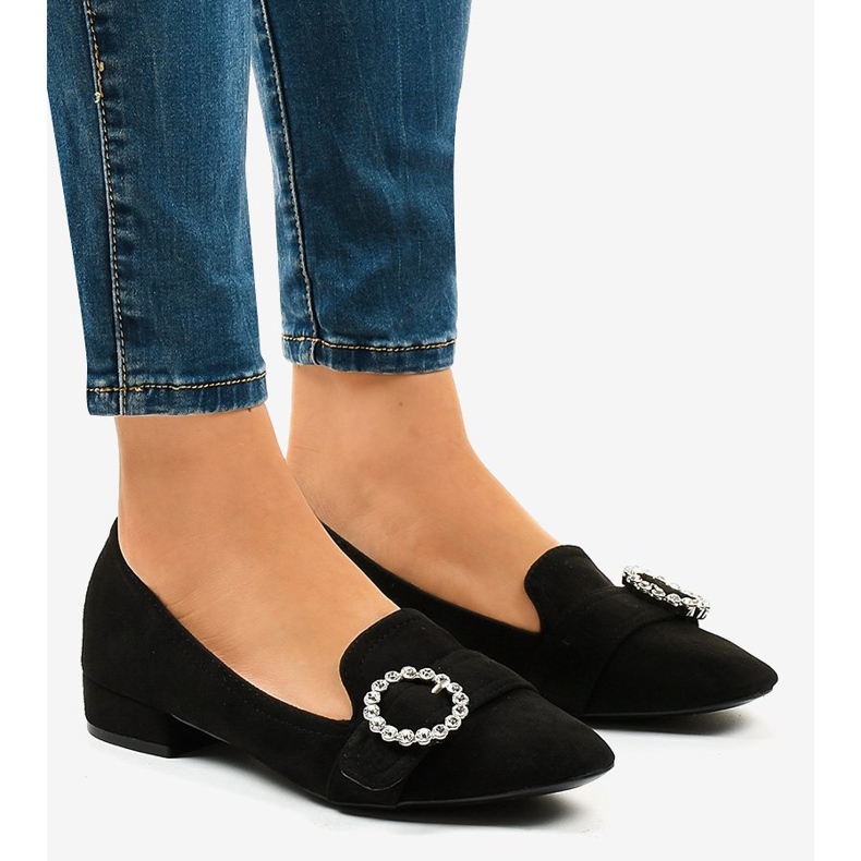 Escarpins en daim noir L419 1