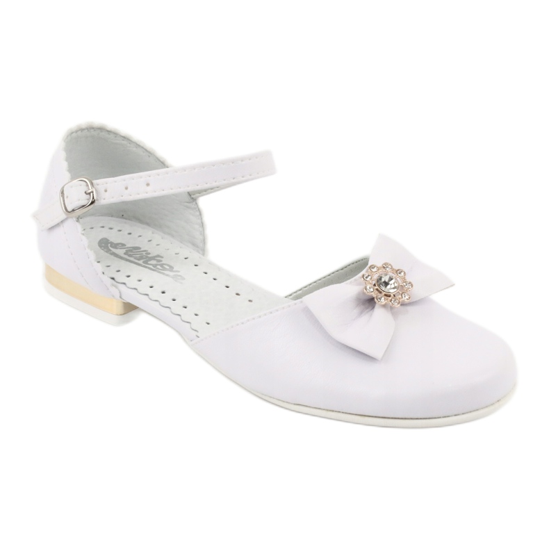 Ballerines de communion enfant blanches Miko jaune 1