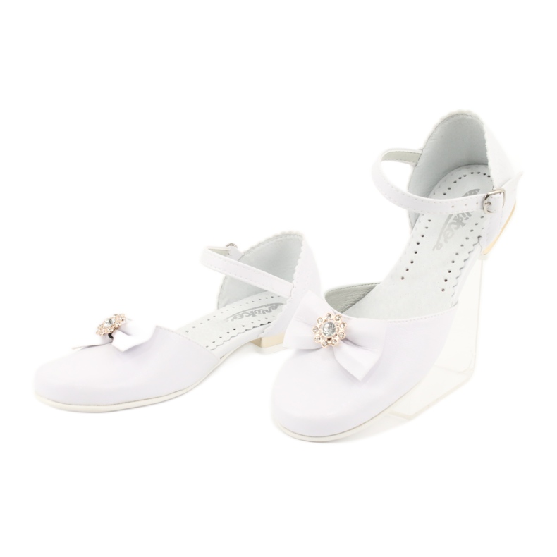 Ballerines de communion enfant blanches Miko jaune 3