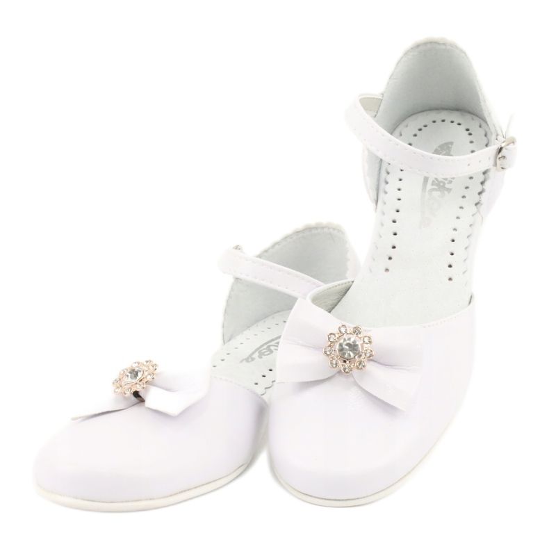 Ballerines de communion enfant blanches Miko jaune 5