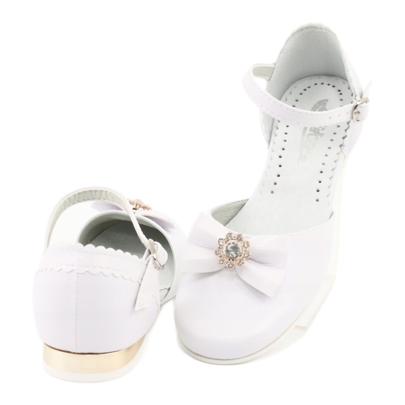 Ballerines de communion enfant blanches Miko jaune 4