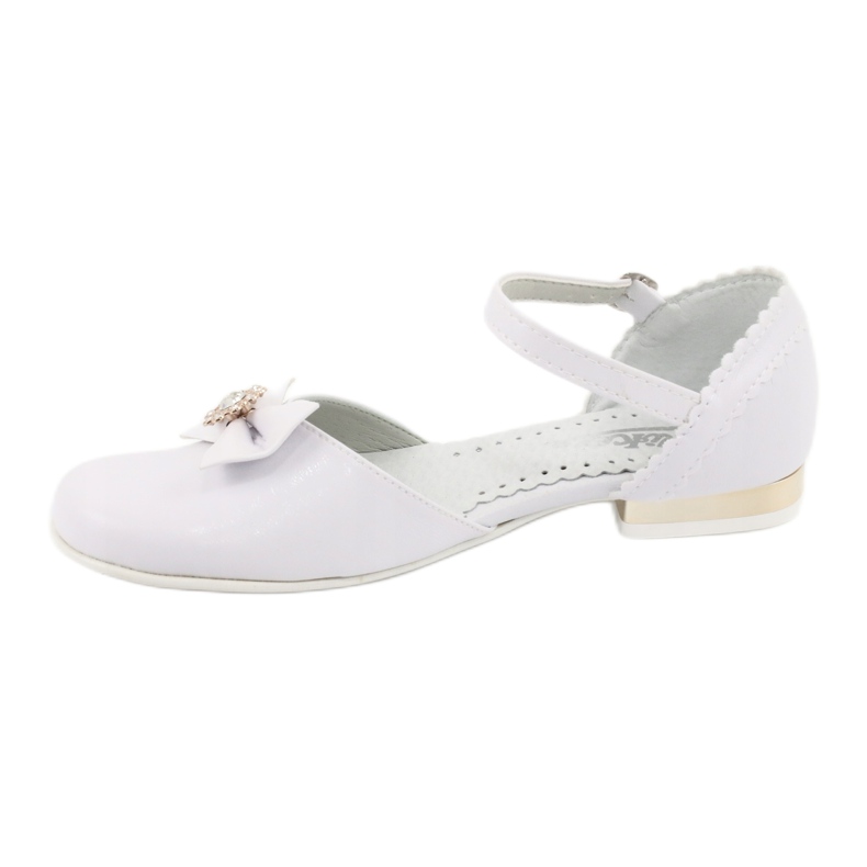 Ballerines de communion enfant blanches Miko jaune 2
