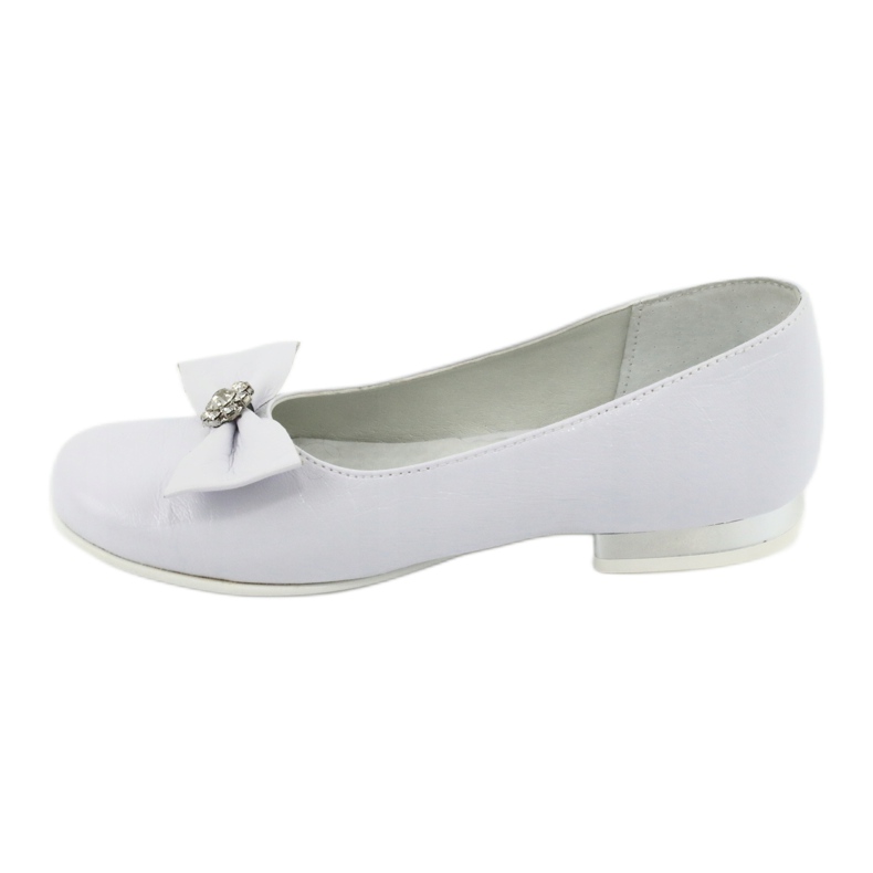 Ballerinas de filles en cuir blanc Miko 800 avec un arc 2