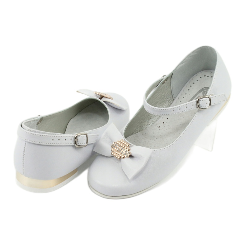 Ballerines de communion enfant blanches Miko jaune 4