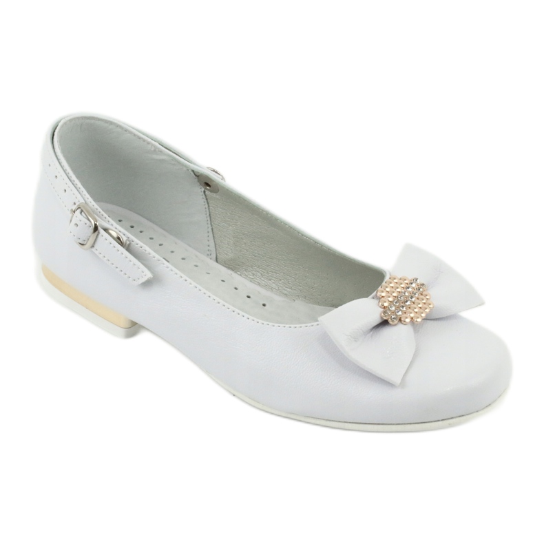 Ballerines de communion enfant blanches Miko jaune 1