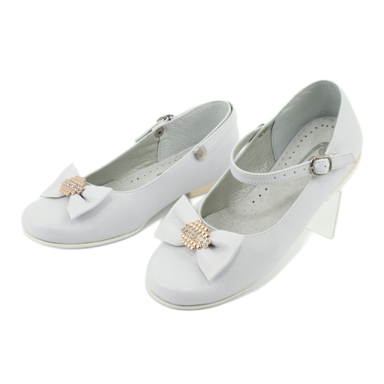 Ballerines de communion enfant blanches Miko jaune 3