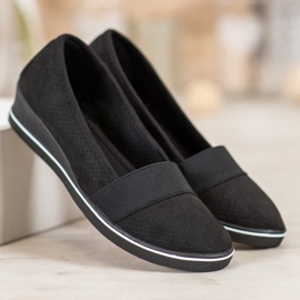 SHELOVET Ballerine Noire Sur Compensée le noir 2