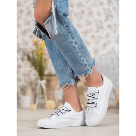 SHELOVET Baskets confortables en textile blanc 2