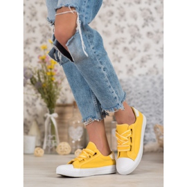 SHELOVET Baskets confortables en textile jaune 5